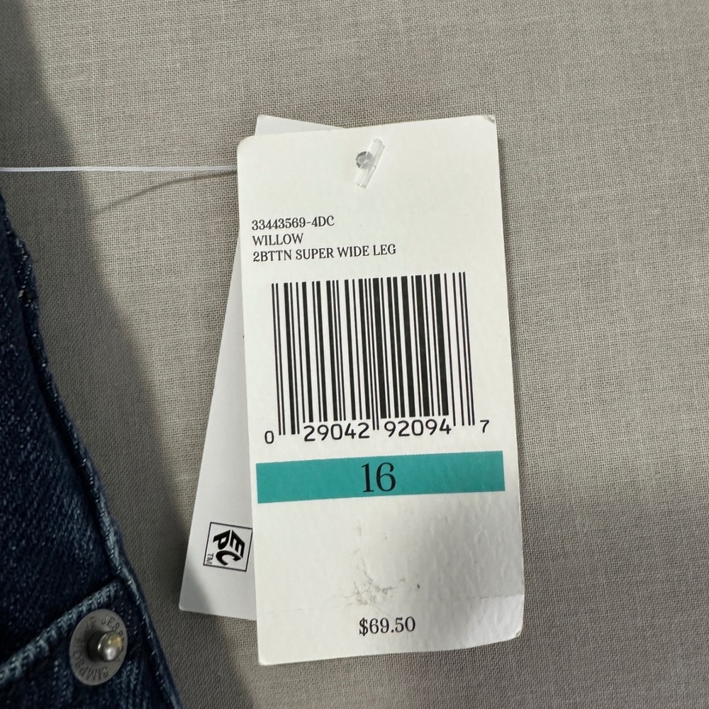 Jessica Simpson Women's 16 Super Wide Leg Jeans Willow Dark Wash High Rise NEW - Picture 8 of 12